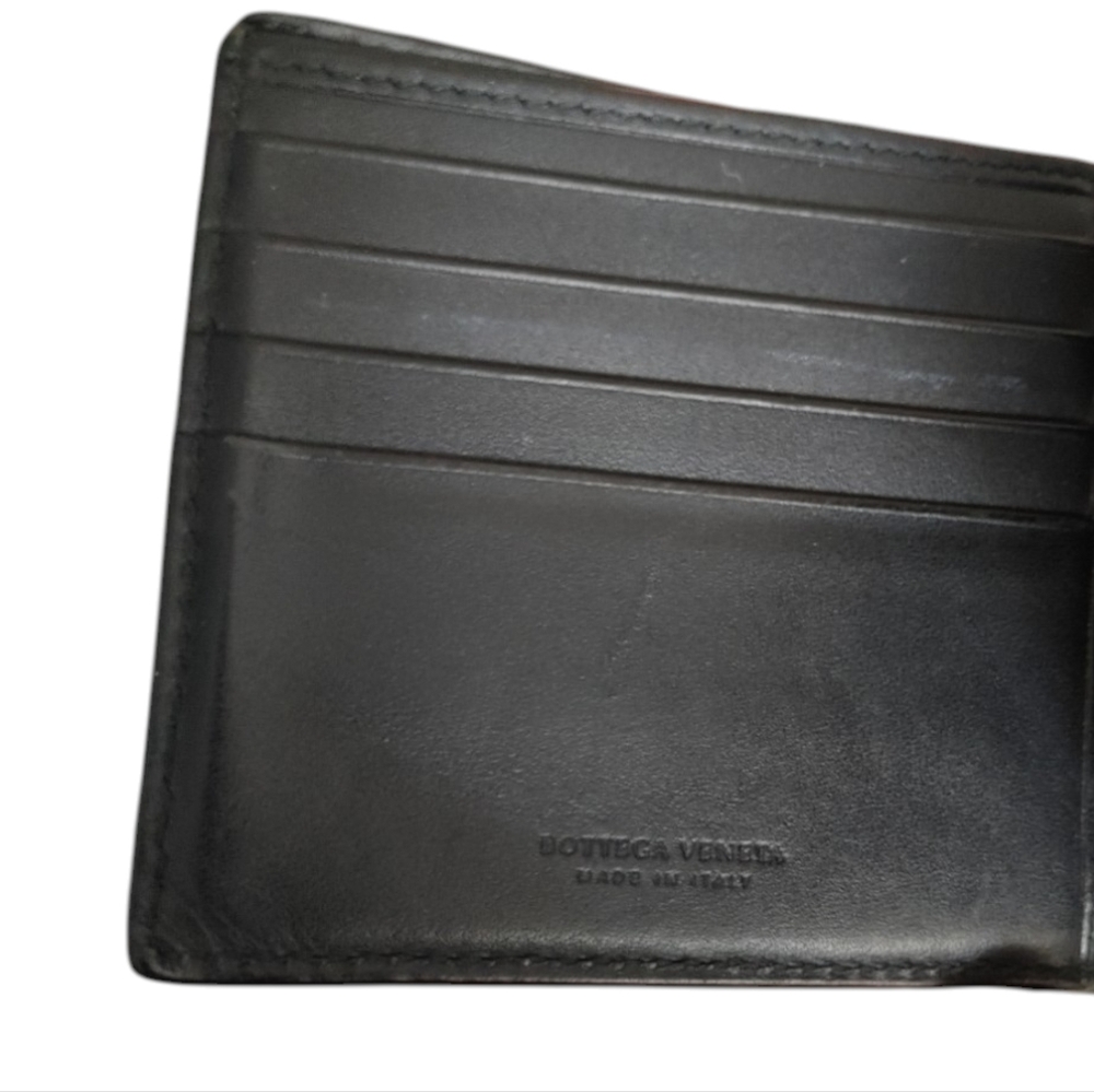 Bottega Veneta Black Leather Intrecciato Bi-Fold Wallet - Picture 10 of 16